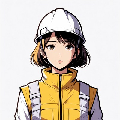 Anime girl wearing yellow construction vest