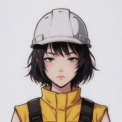 Anime girl wearing hard hat