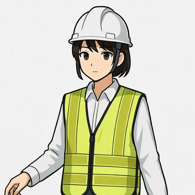 Anime girl in hard hat and vest