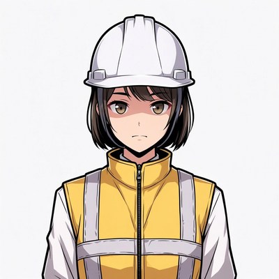 Anime woman in yellow safety vest