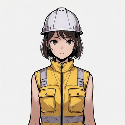 Anime girl in yellow construction vest