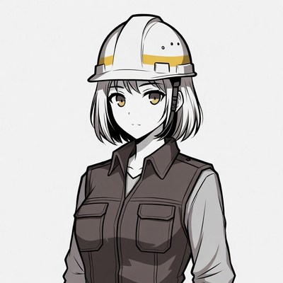 Anime girl wearing hard hat