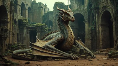 Majestic Dragon in Ancient Ruins
