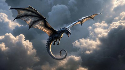 Flying Dragon in Clouds