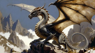 Majestic Dragon on Snowy Mountain