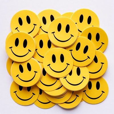 Stack of yellow smiley faces