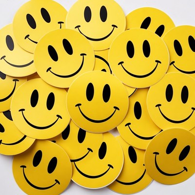 Cluster of yellow smiley face stickers
