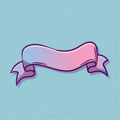 Purple Ribbon Banner on Blue Background