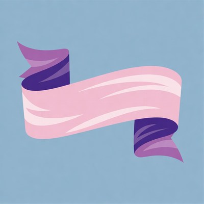 Pink Ribbon Banner on Blue Background