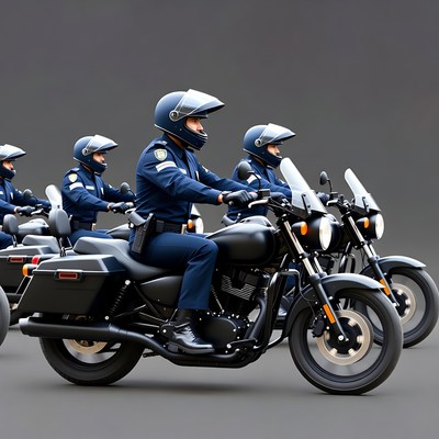 Police officers riding motorcycles