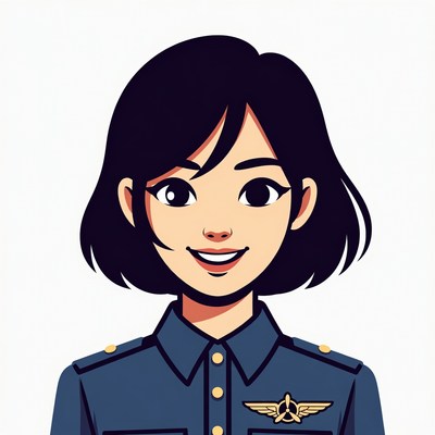 Smiling Asian woman pilot illustration