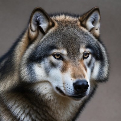 Close-up of gray wolf face