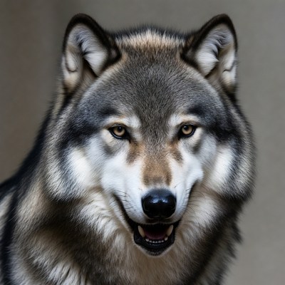 Gray wolf close-up portrait