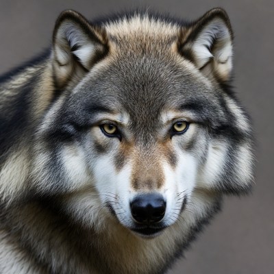 Gray wolf close-up portrait
