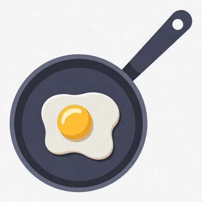 Fried egg in frying pan