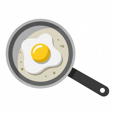 Fried egg in frying pan