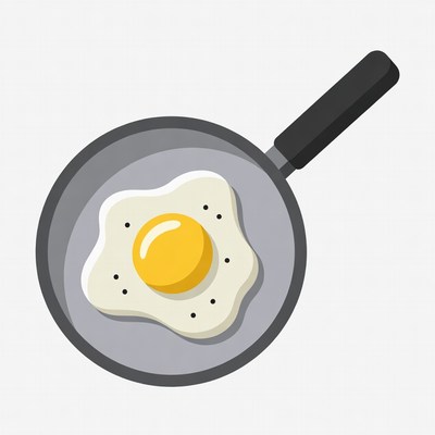 Fried egg in frying pan