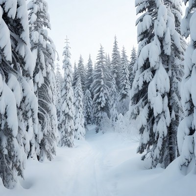 Snowy Path Through Forest