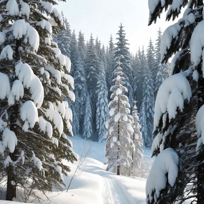 Snowy Pine Forest Trail