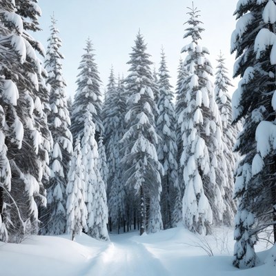 Snowy Pine Forest Trail