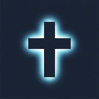 Glowing Blue Christian Cross