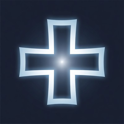 Glowing White Cross on Dark Background