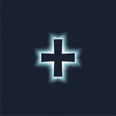 Glowing Cross on Dark Background