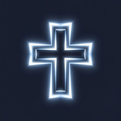 Glowing Blue Neon Cross