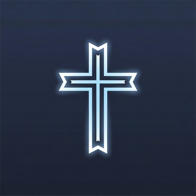 Glowing Neon Cross Symbol