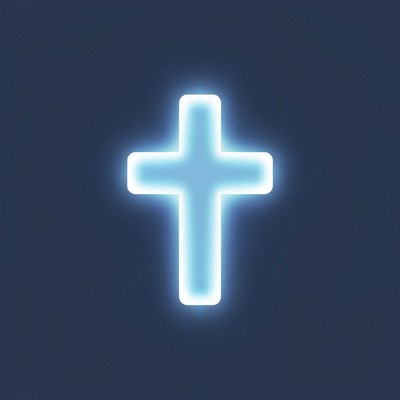 Glowing Blue Neon Cross