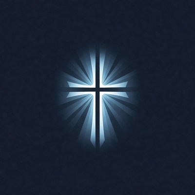 Glowing White Cross on Dark Background