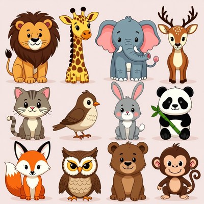 Cute Cartoon Animals Collection