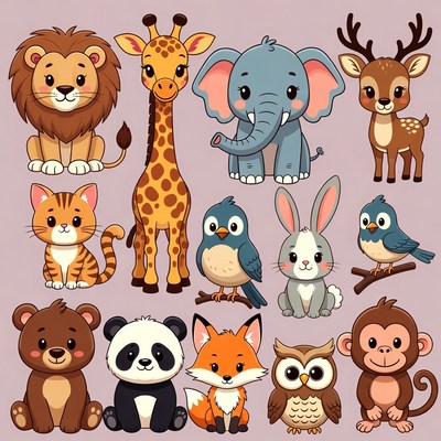 Cute Cartoon Animals Collection