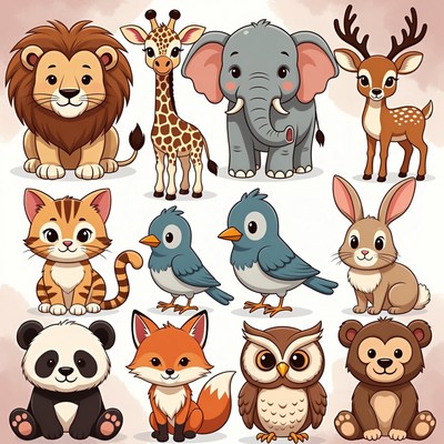 Cute Cartoon Animals Collection