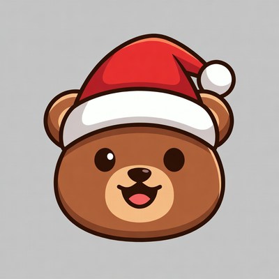 Cute cartoon bear in Santa hat