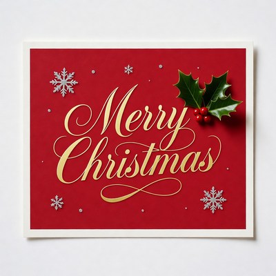 Merry Christmas Card with Holly