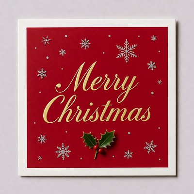 Merry Christmas Card with Holly