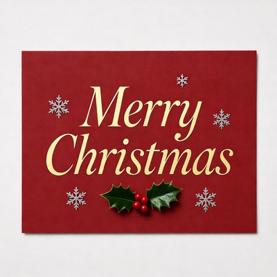 Merry Christmas Card with Holly