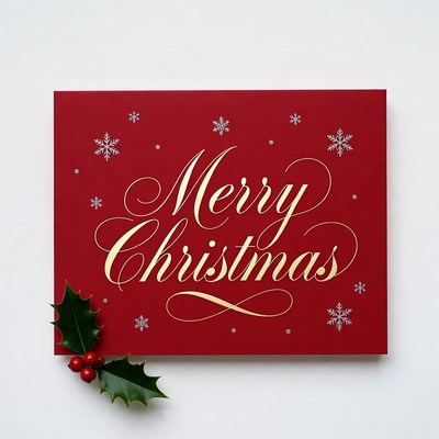 Merry Christmas Card with Holly