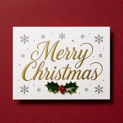 Merry Christmas Card with Holly