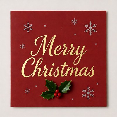 Merry Christmas Card with Holly