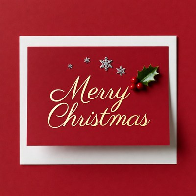 Merry Christmas Card with Holly