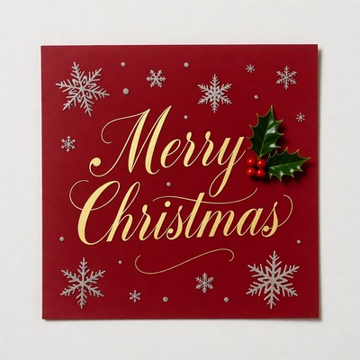 Merry Christmas Card with Holly