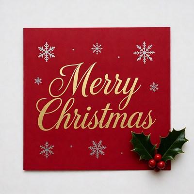 Merry Christmas Card with Snowflakes