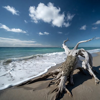 Driftwood on tropical beach