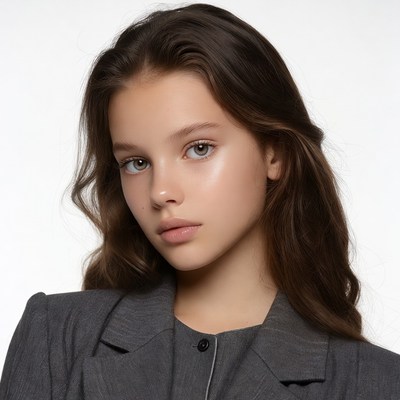 Teen girl with long brown hair