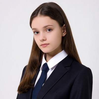 Teen girl in navy school uniform