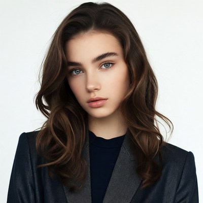Young woman with wavy brown hair