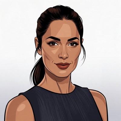Woman with ponytail in black dress