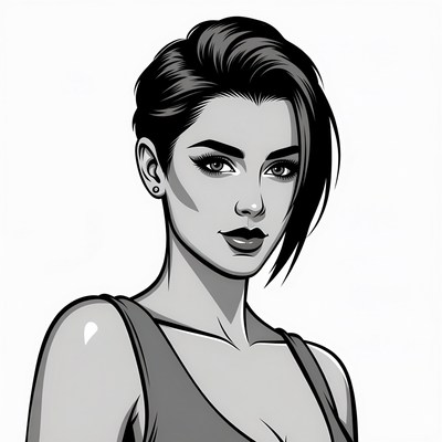 Short-haired woman portrait illustration